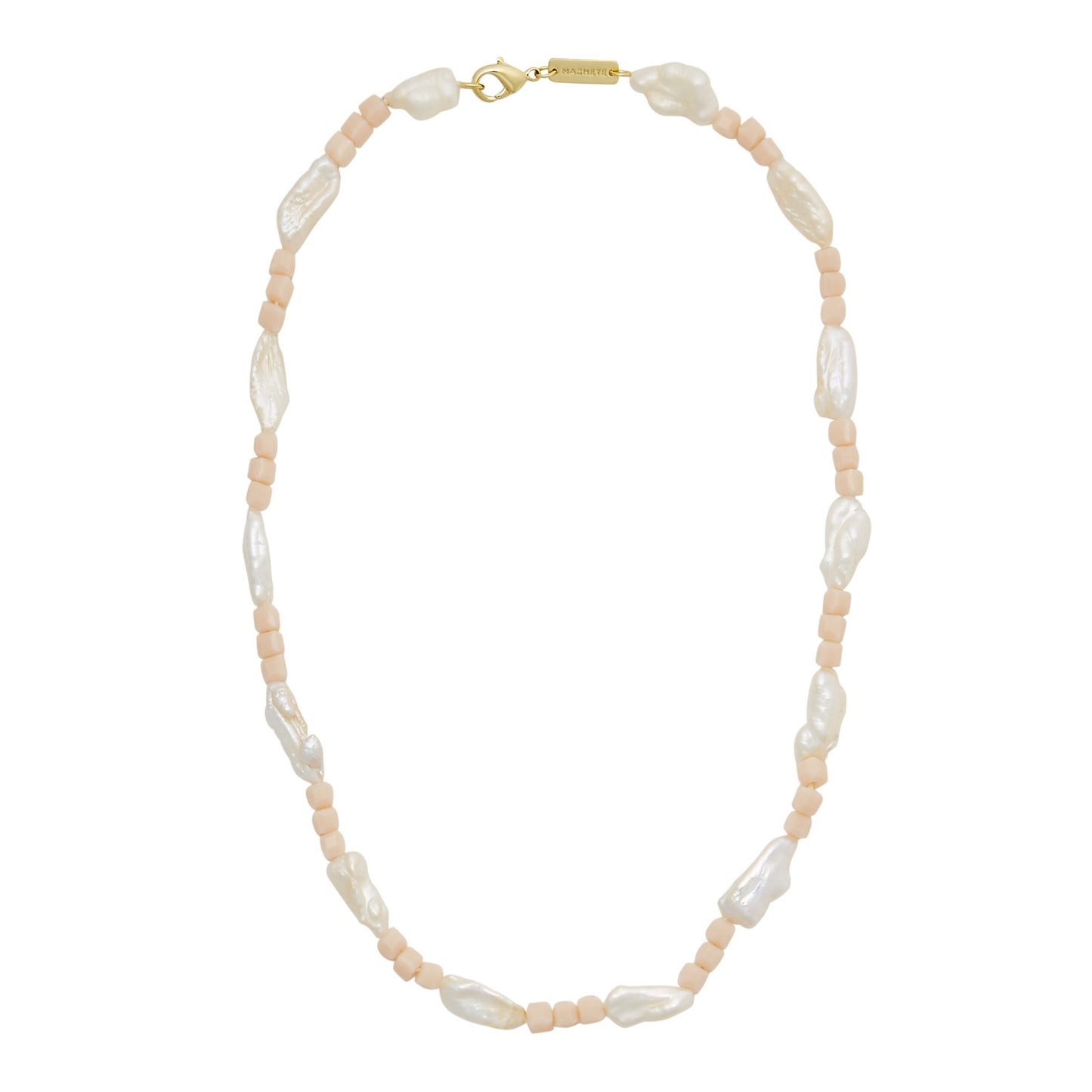 Beaded Biwa Pearl Necklace in Soft Pink - Machete Jewelry