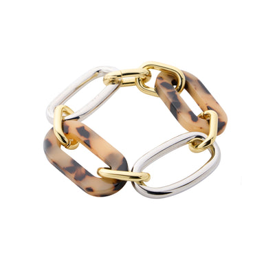 Collage Link Bracelet in Blonde Tortoise - Machete Jewelry