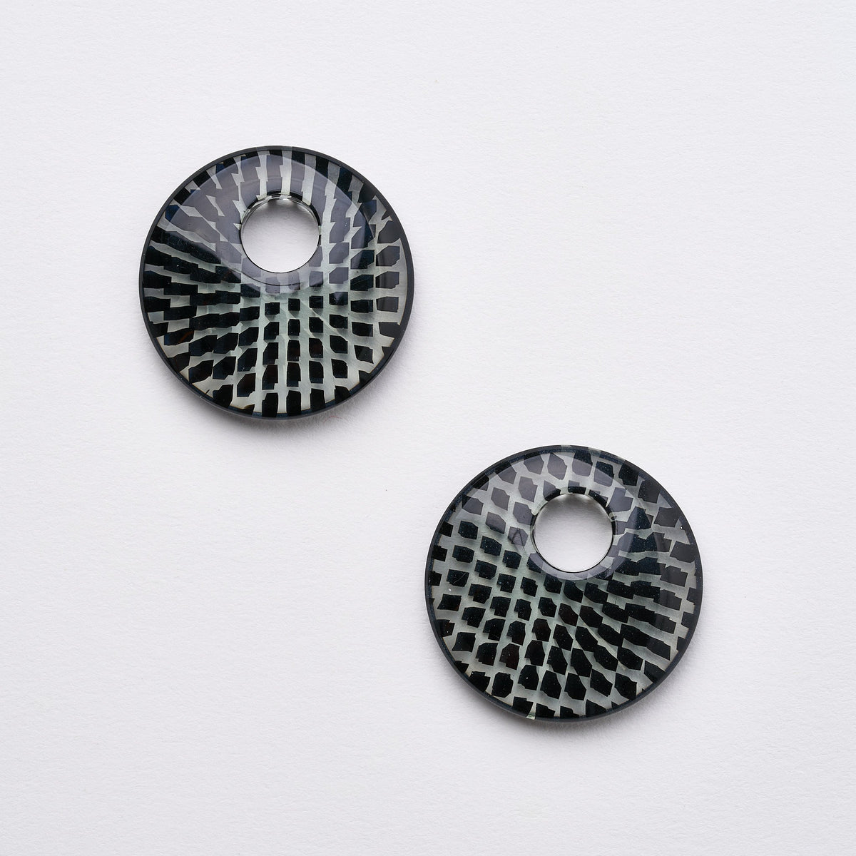 Disc Earring Charms in Black + Clear