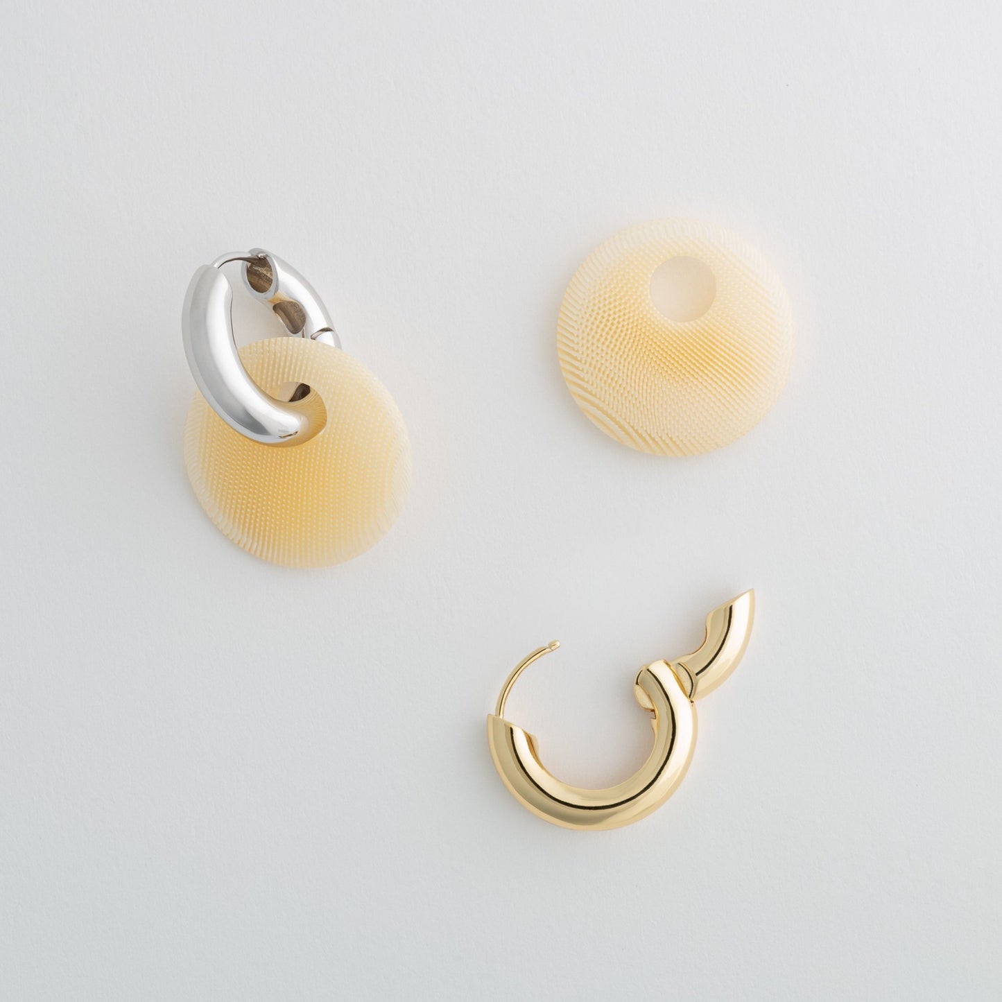 Disc Earring Charms in Cream Dot