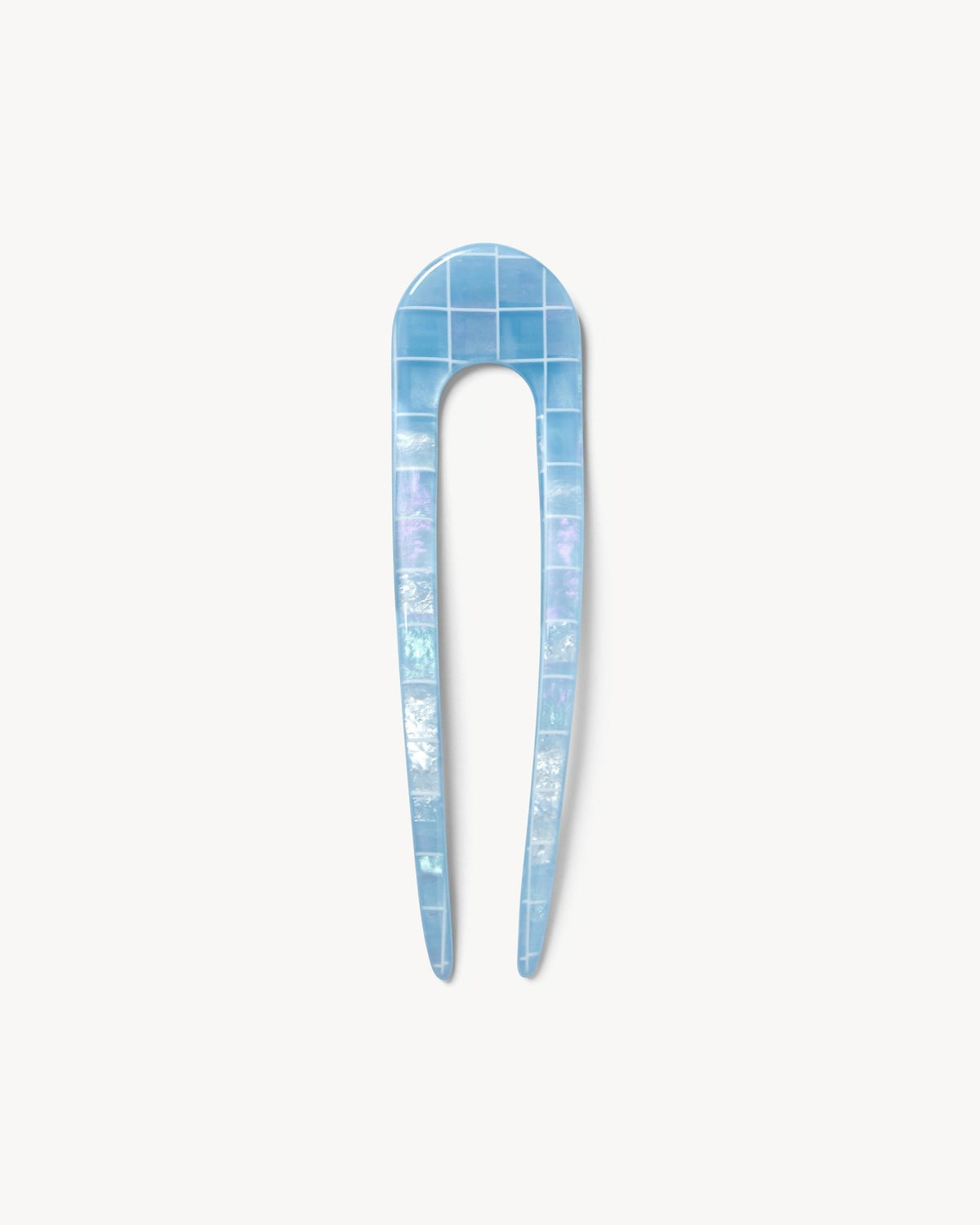 French Hair Pin in Blue Shell Checker
