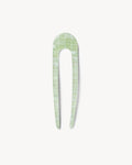 French Hair Pin in Mint Shell Checker