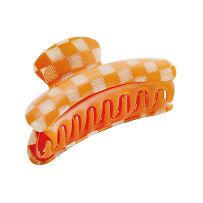 Grande Heirloom Claw in Orange Checker - Machete Jewelry