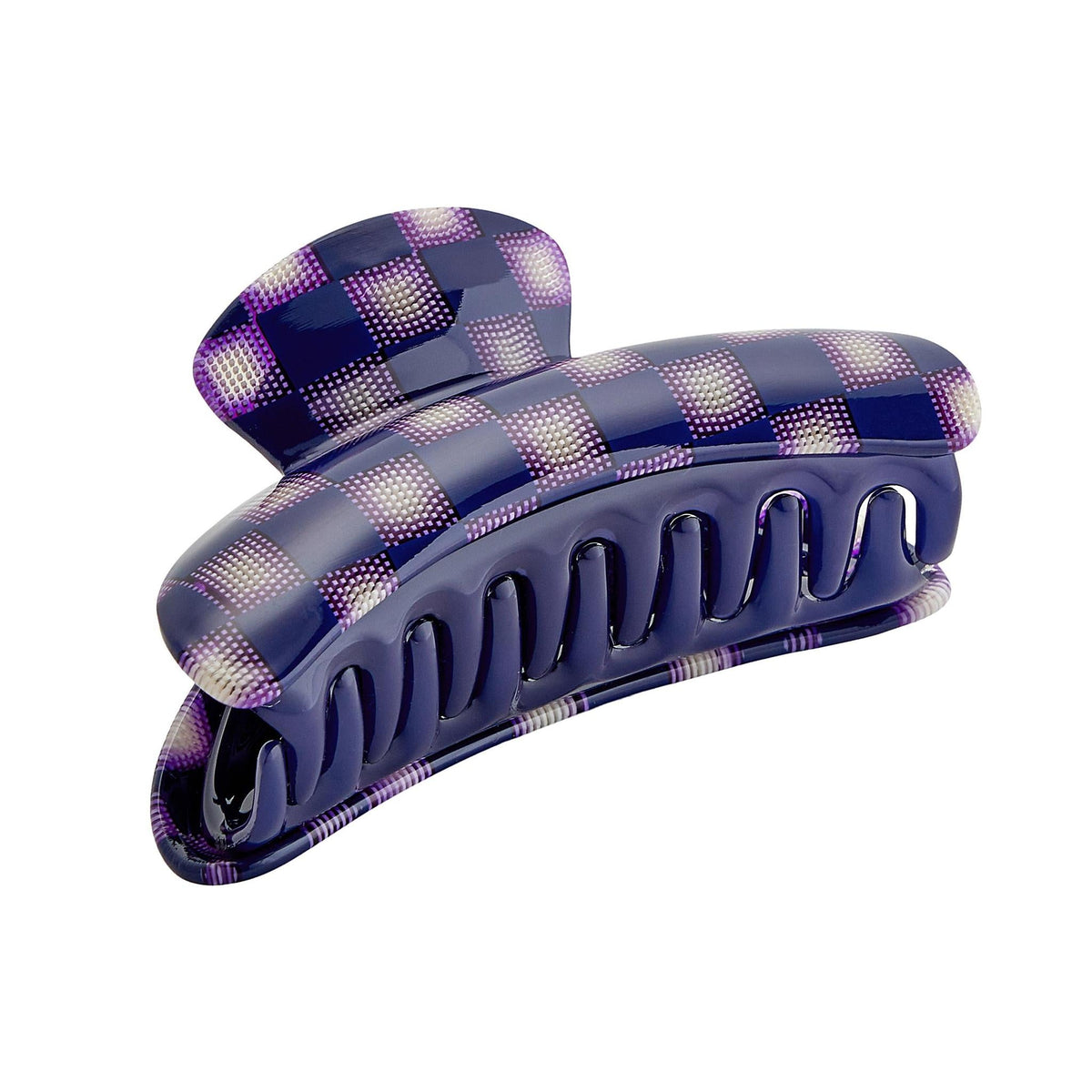 Grande Heirloom Hair Claw in Purple Checker