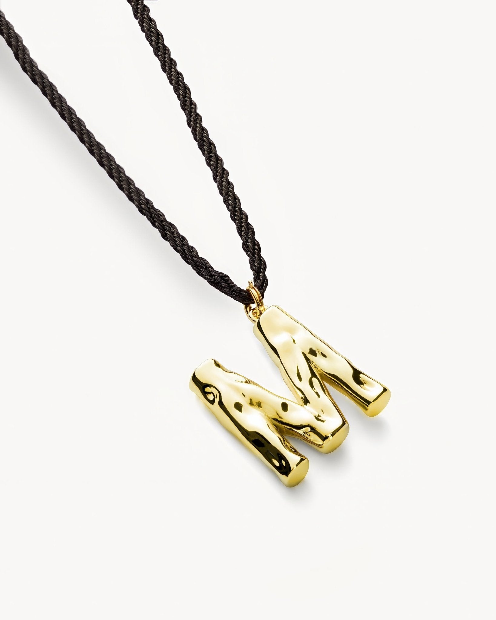 Grande Monogram Necklace - Letter Charm on Silk Cord