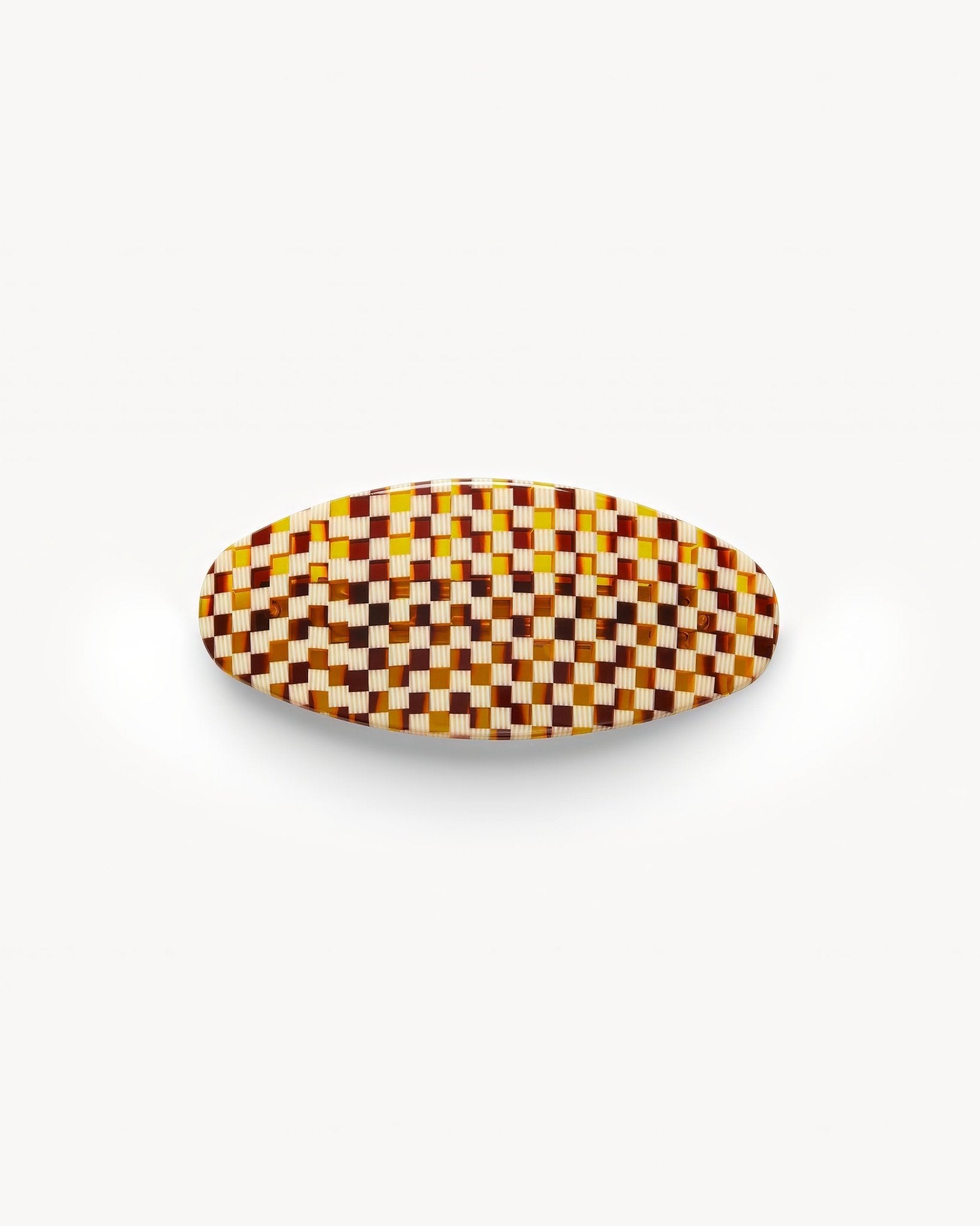 Jumbo Oval Barrette Tortoise Checker