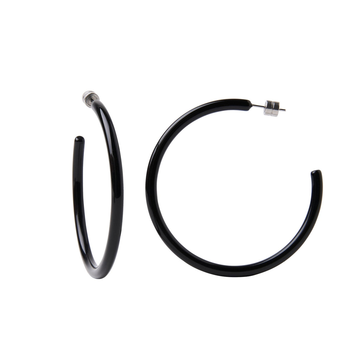 Large Hoop Earrings in Black