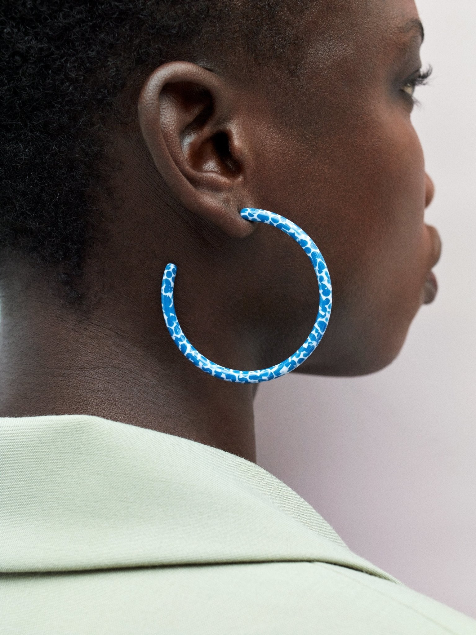 Large Hoop Earrings in Light Blue