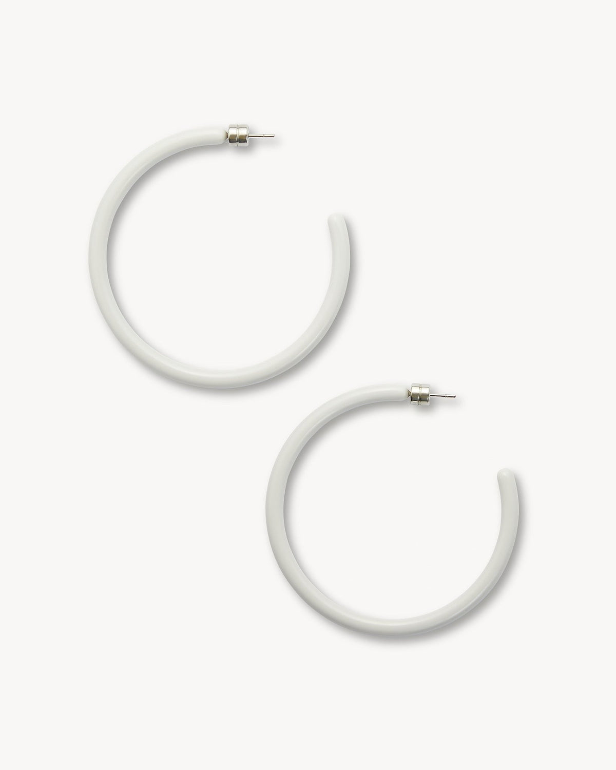 Large Hoop Earrings in Light Grey