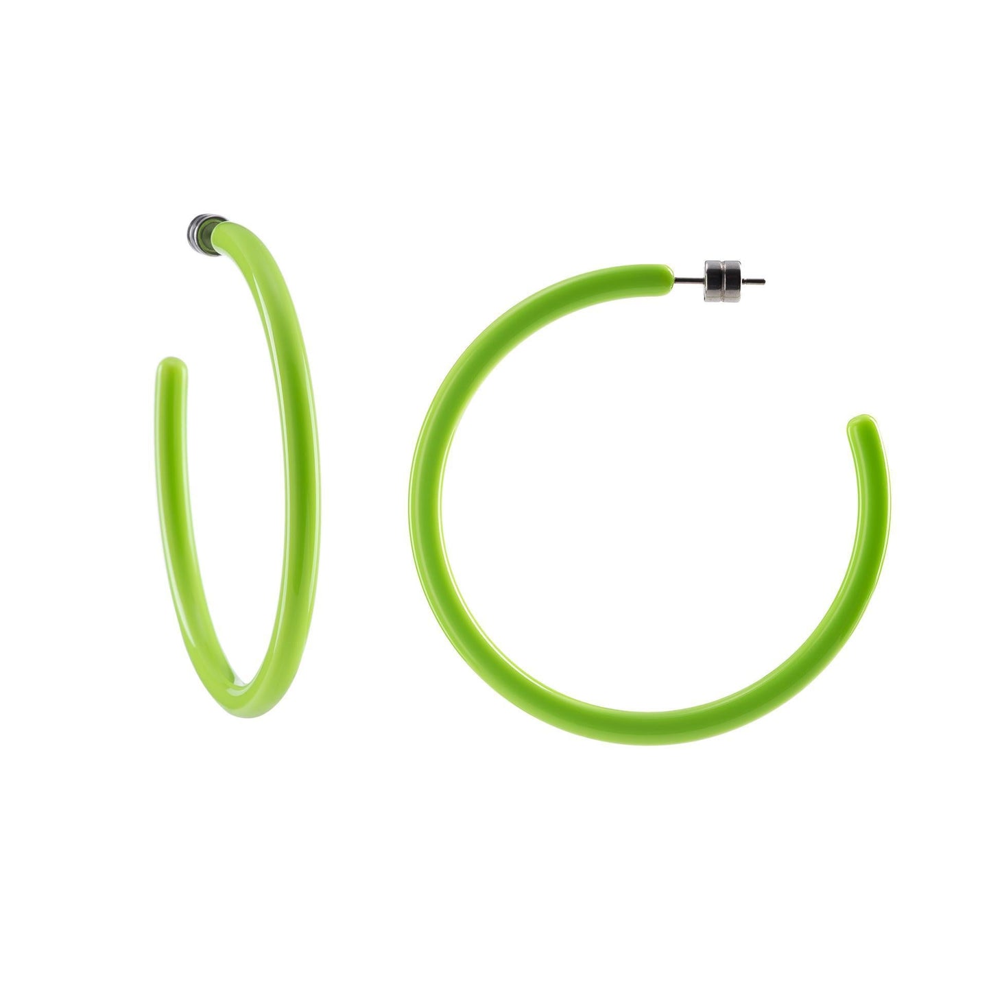 Large Hoop Earrings in Neon Green