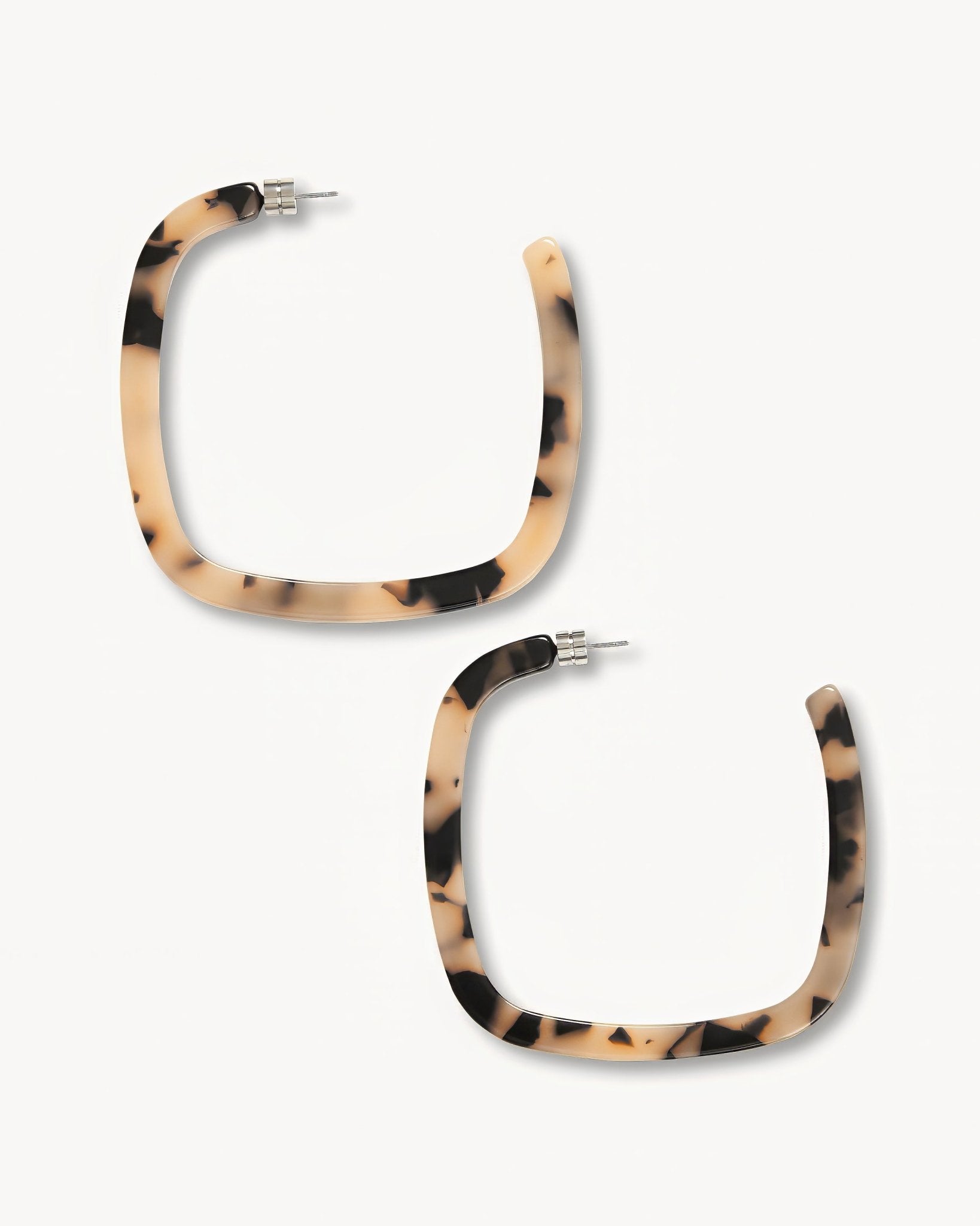 Large Square Hoops Blonde Tortoise