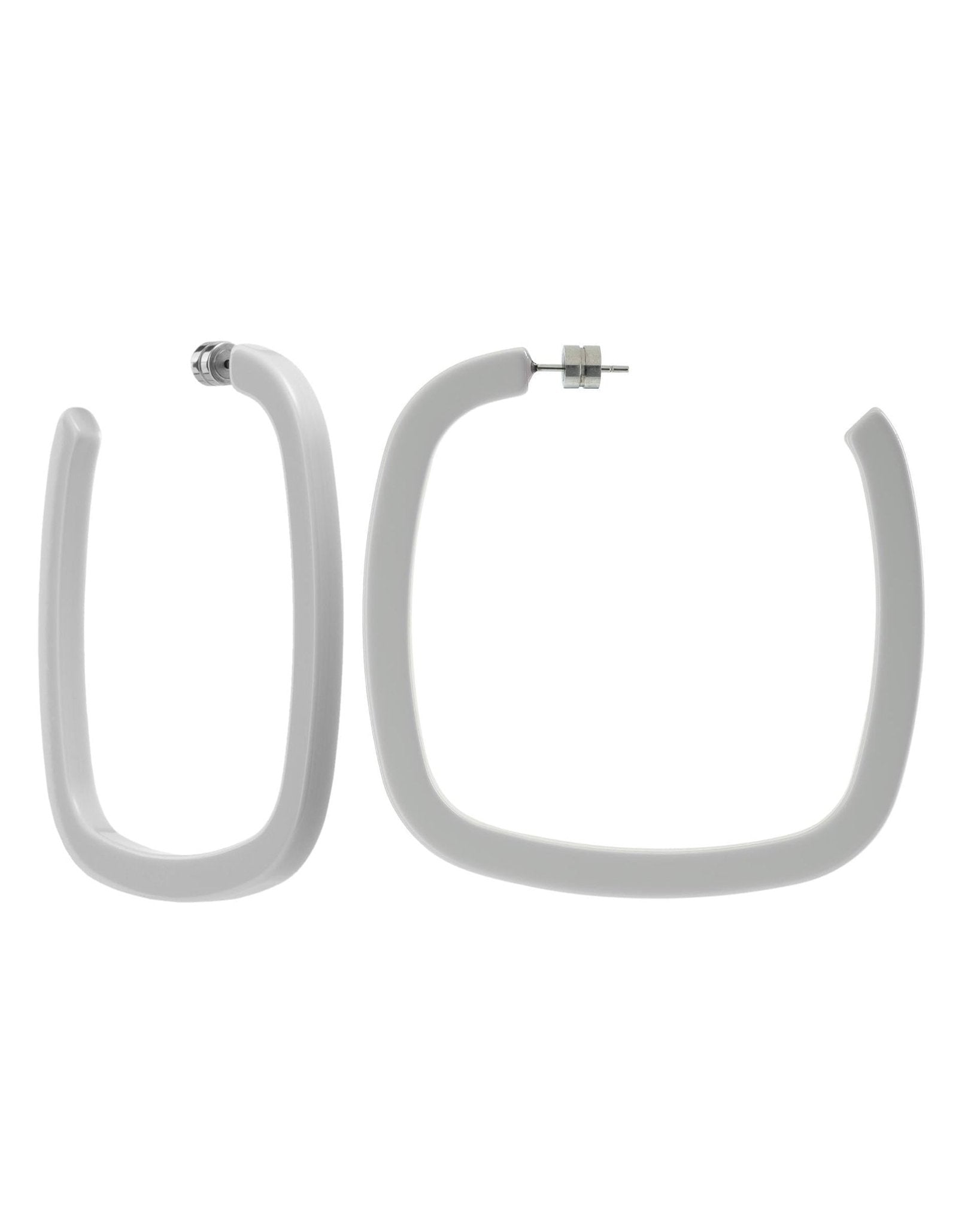 Large Square Hoops in Light Grey - MACHETE
