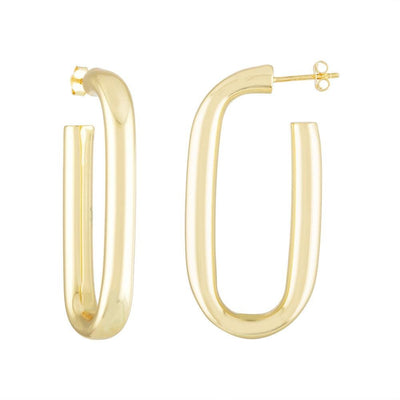 Machete maya long hoop earrings in 14k gold-1