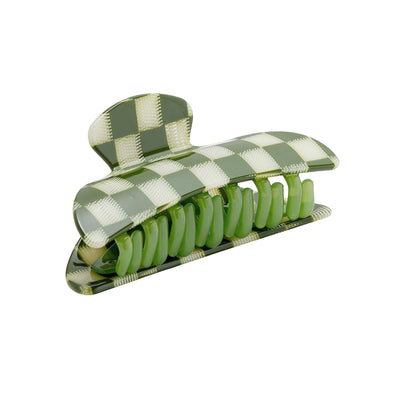 Midi Heirloom Claw in Green Checker - Machete Jewelry
