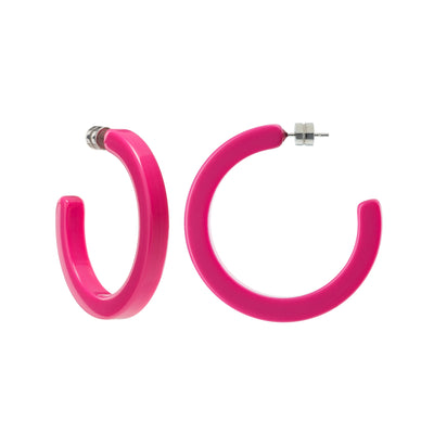 Midi Hoops in Neon Pink - Machete Jewelry
