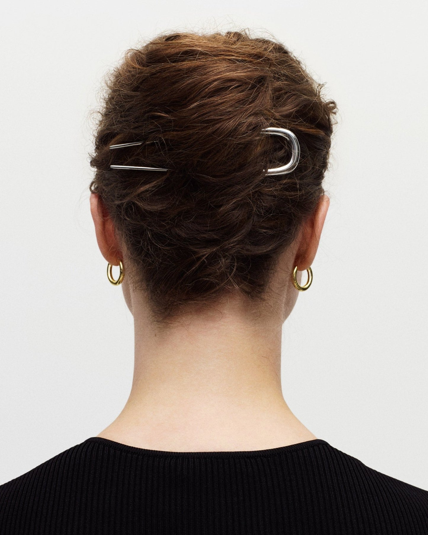 Midi Oval French Hair Pin in Gold