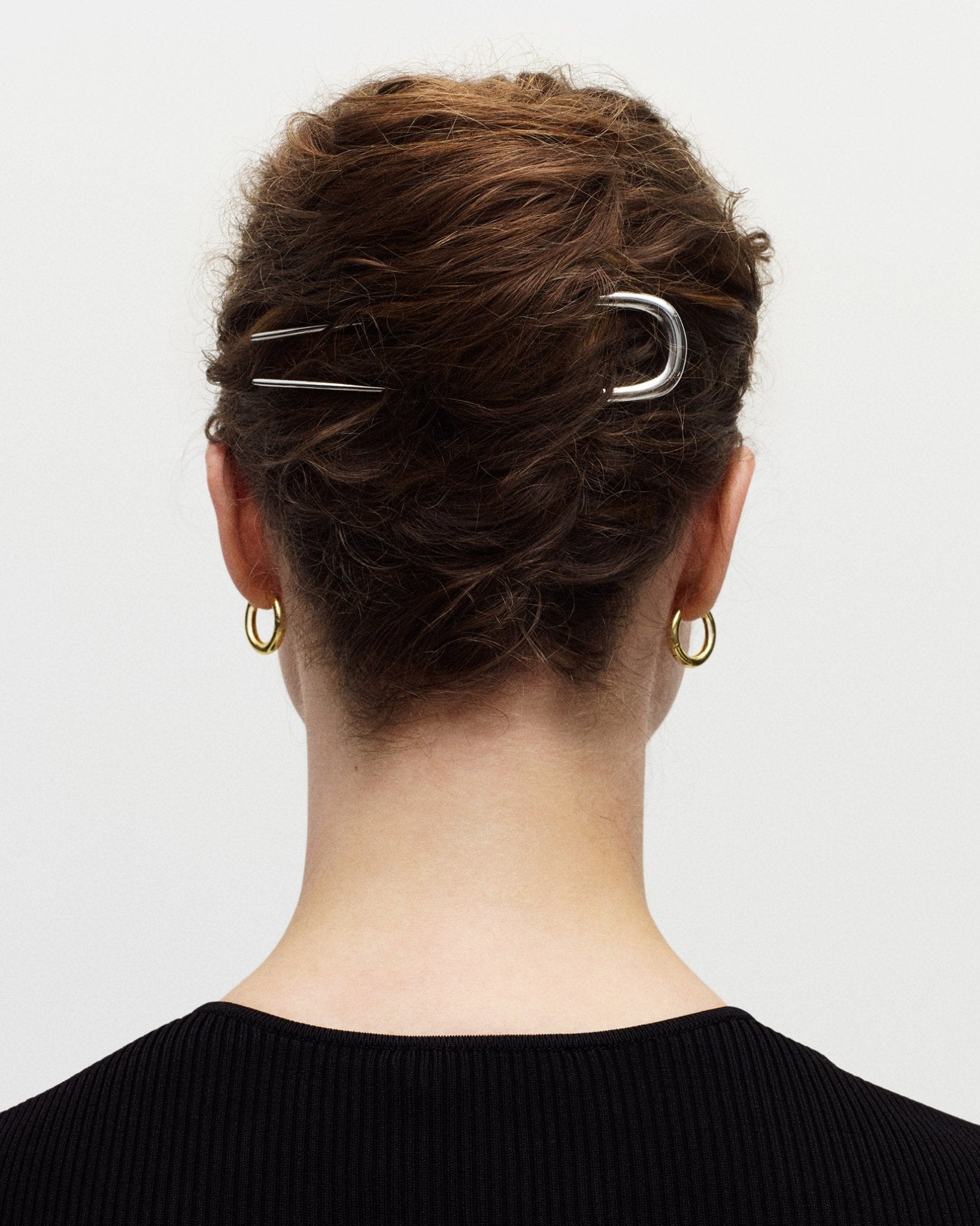 Midi Oval French Hair Pin in Silver