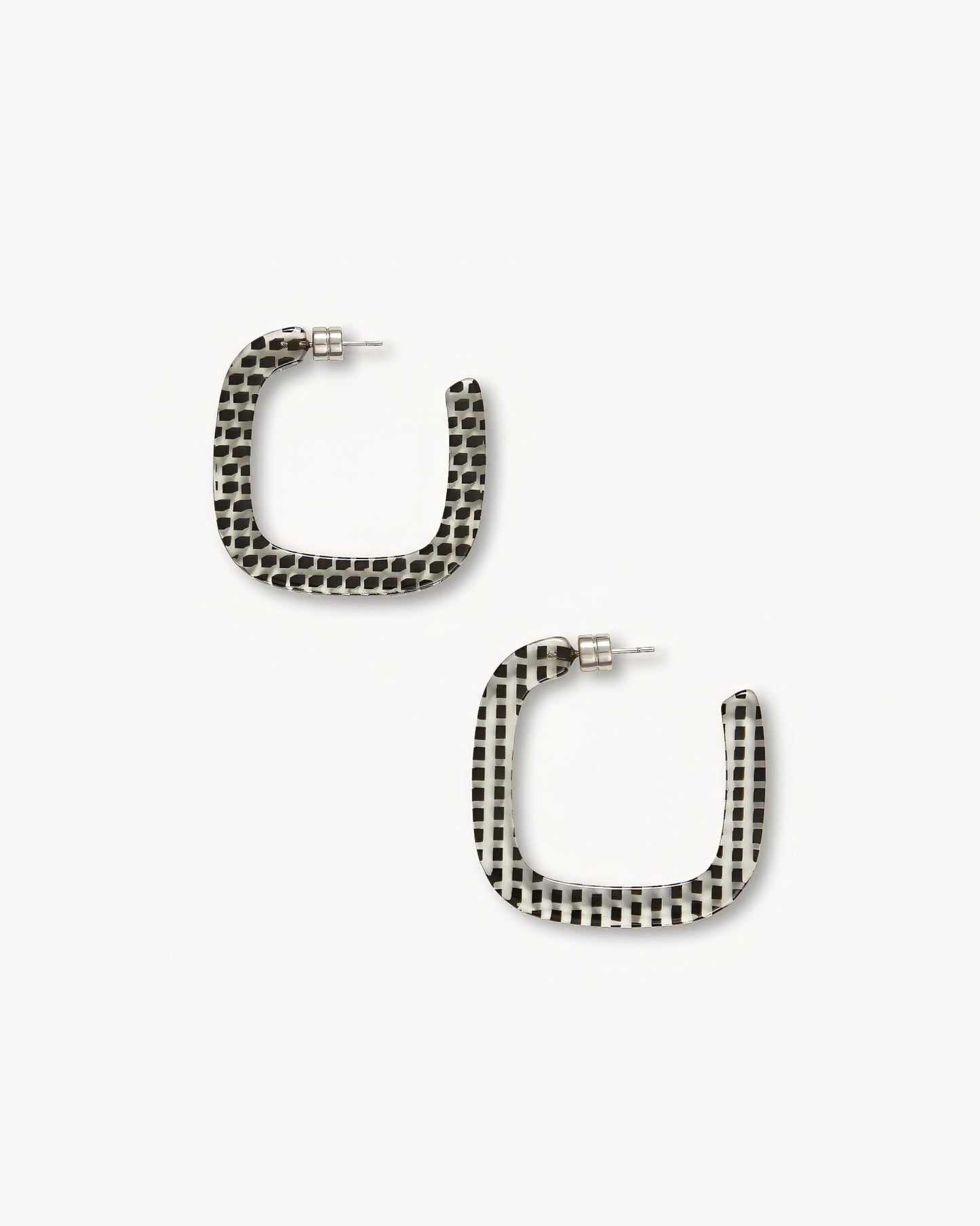 Midi Square Hoop Earrings in Black + Clear