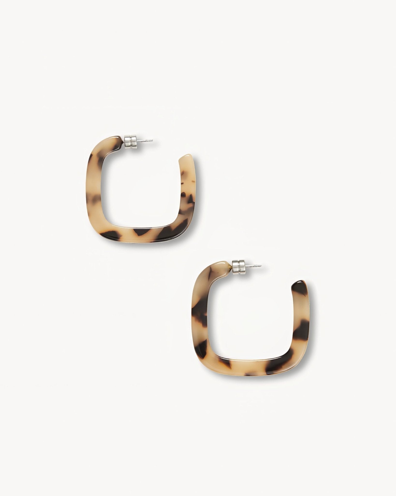 Midi Square Hoops Blonde Tortoise