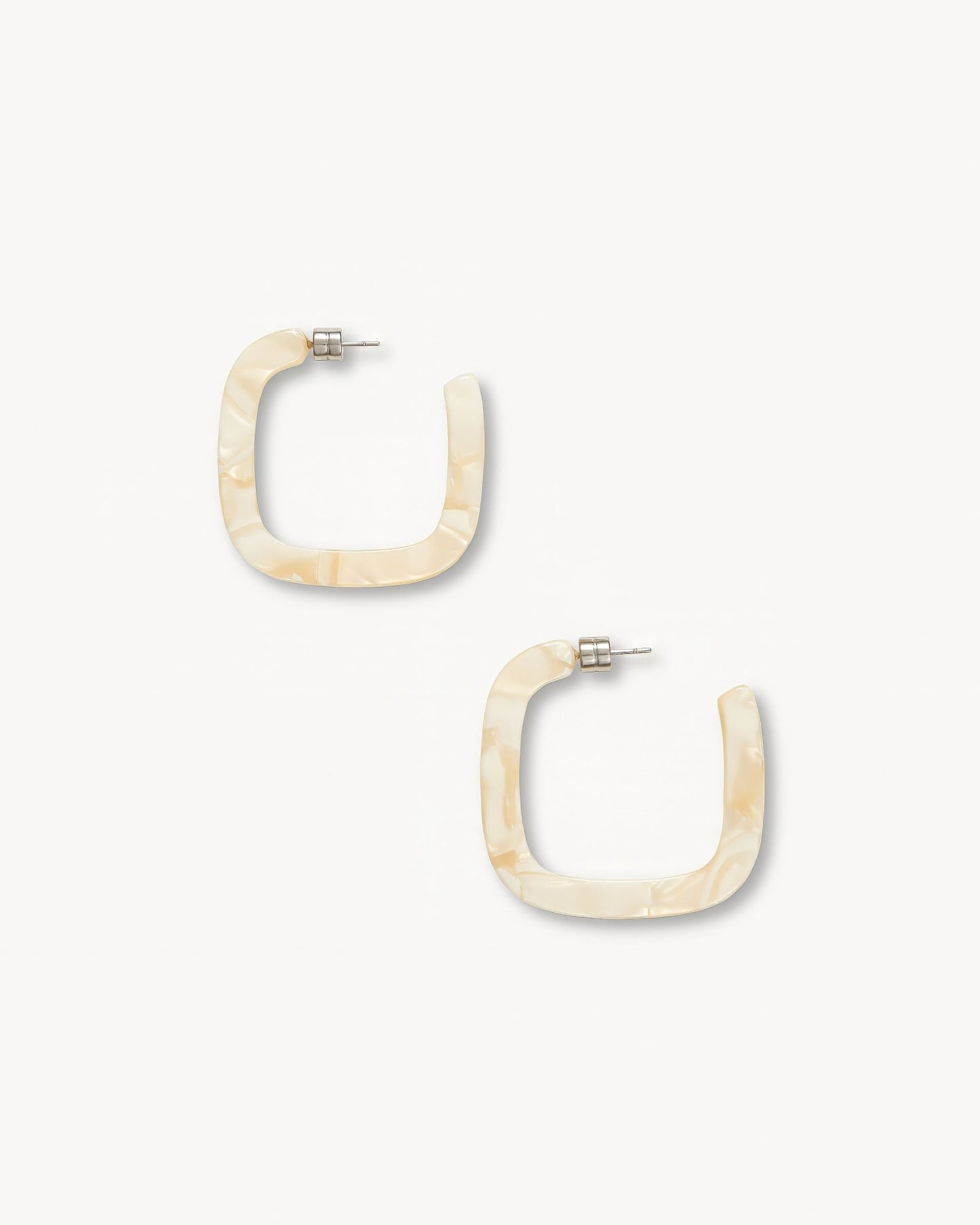 Midi Square Hoop Earrings in Ivory
