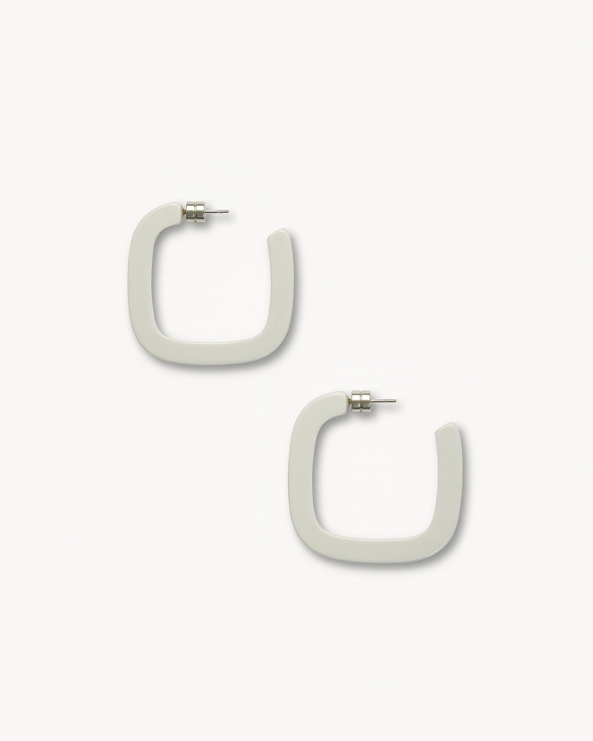 Midi Square Hoop Earrings in Light Grey