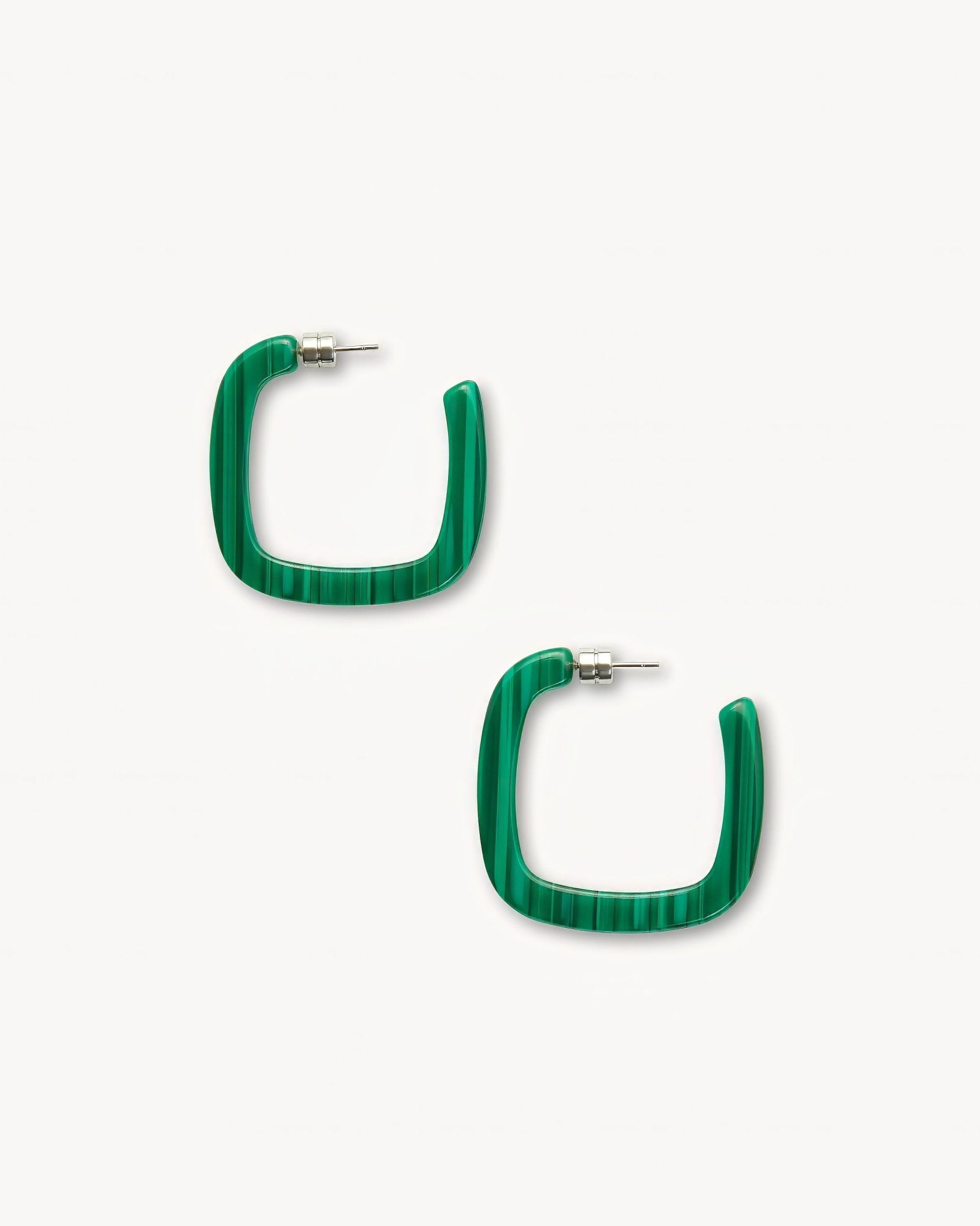 Midi Square Hoops in Malachite – MACHETE