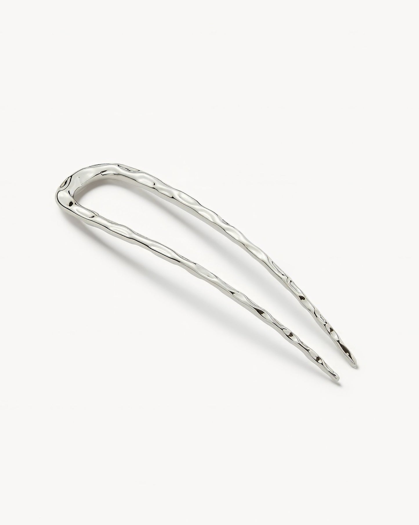Midi Wavy French Hair Pin in Silver