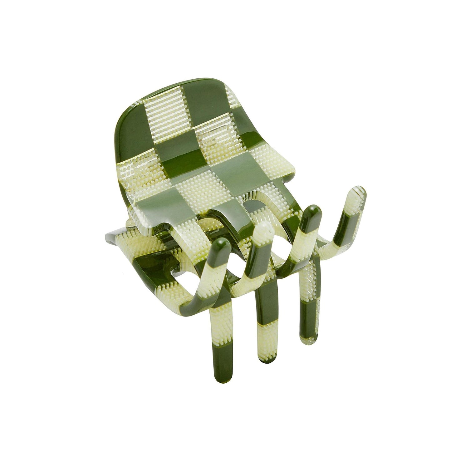 Mini Claw Clip in Green Checker
