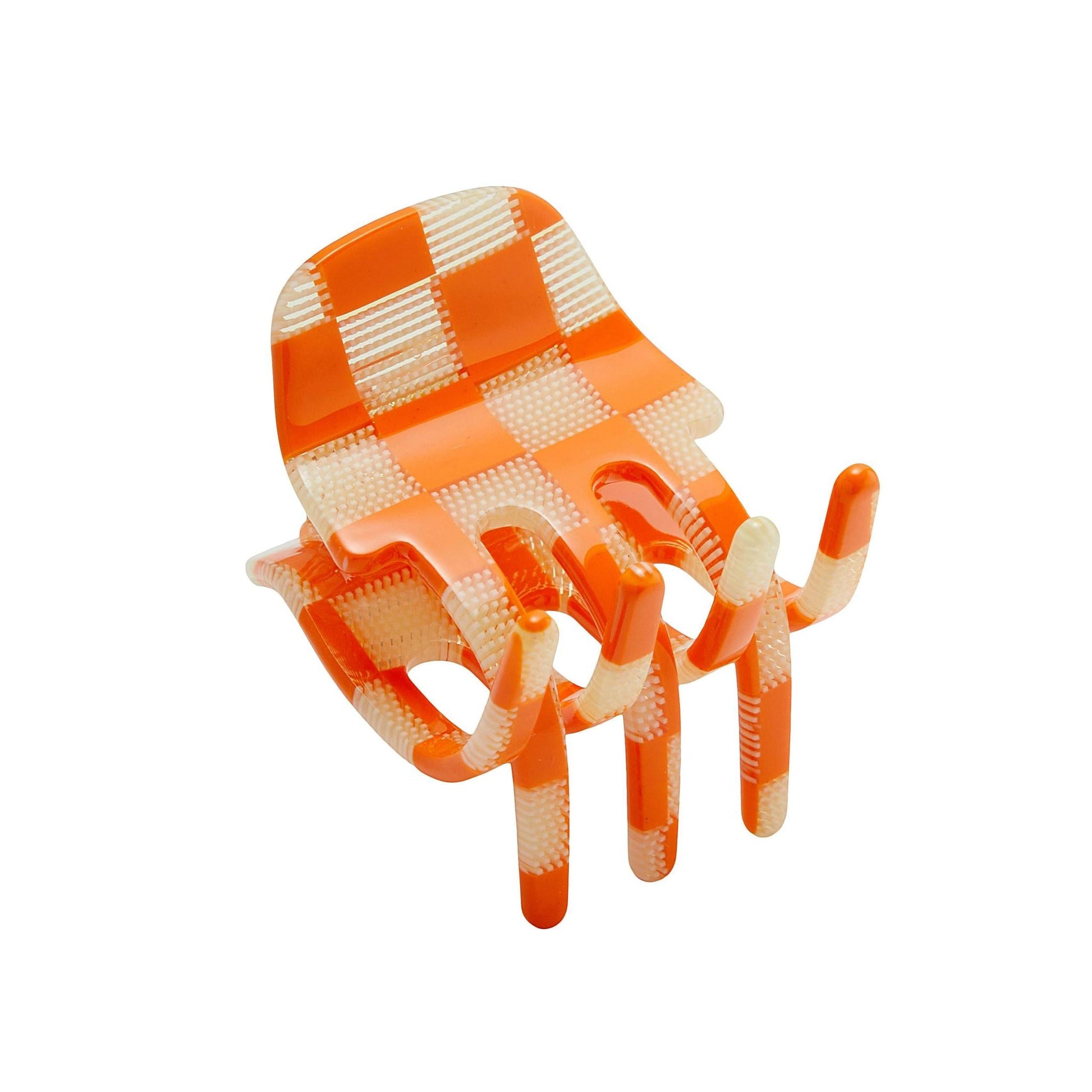 Mini Claw Clip in Orange Checker