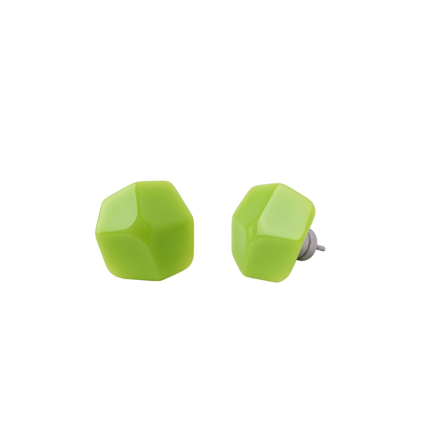 Mini Sculpture Stud Earrings in Neon Green