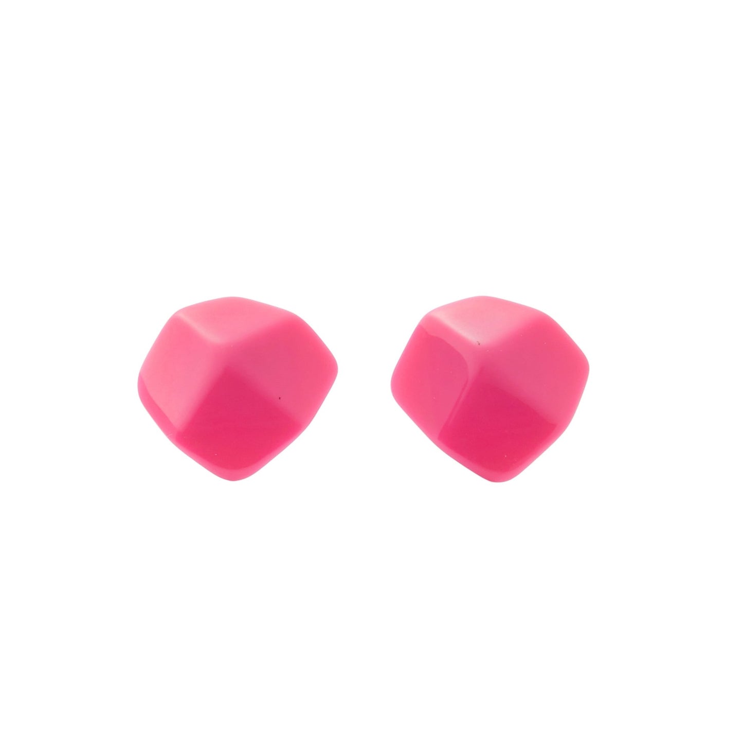 Mini Sculpture Stud Earrings in Neon Pink
