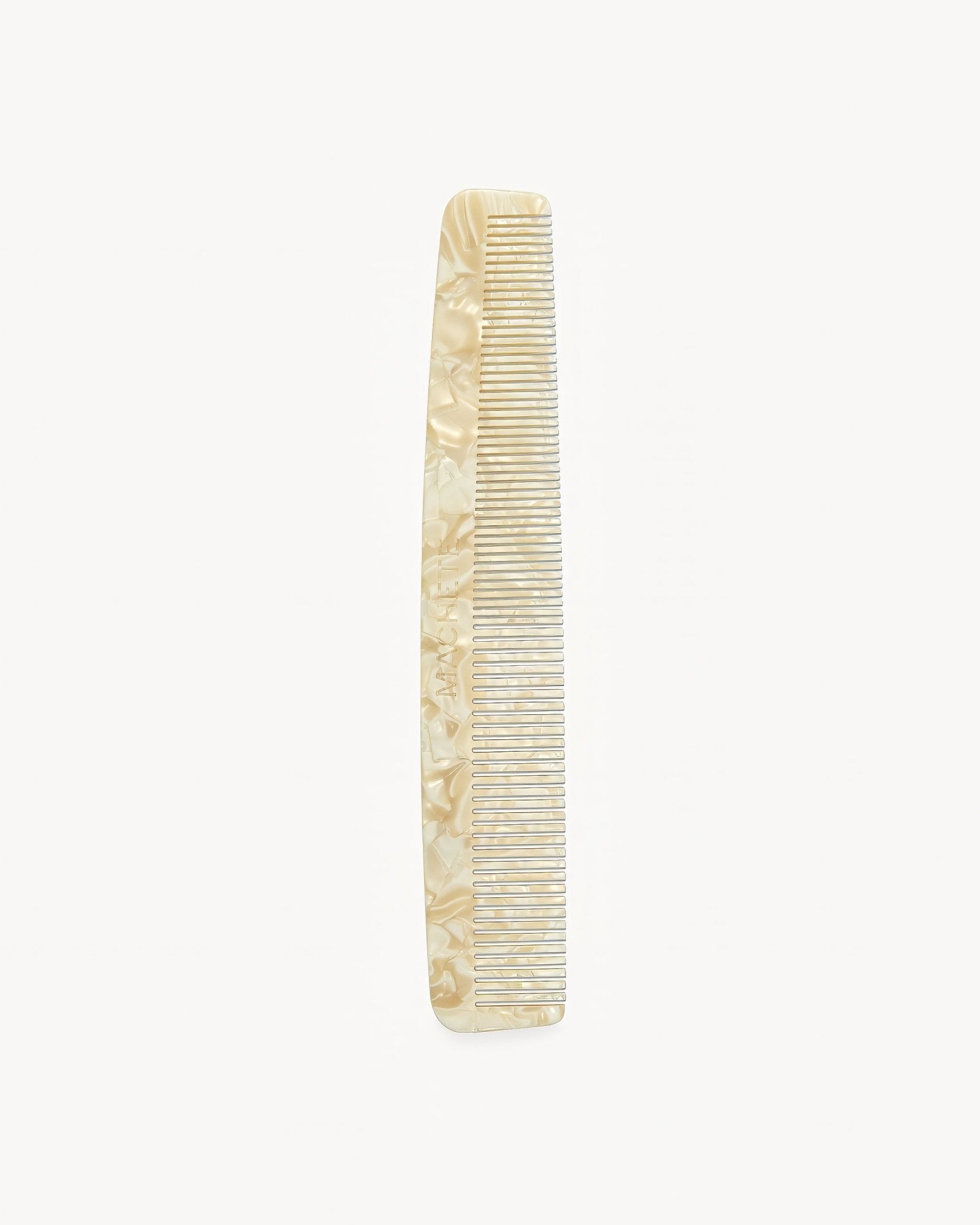 Excellent Comb One Machete No. 1 fine-tooth comb in ivory, white and cream acetate. – MACHETE