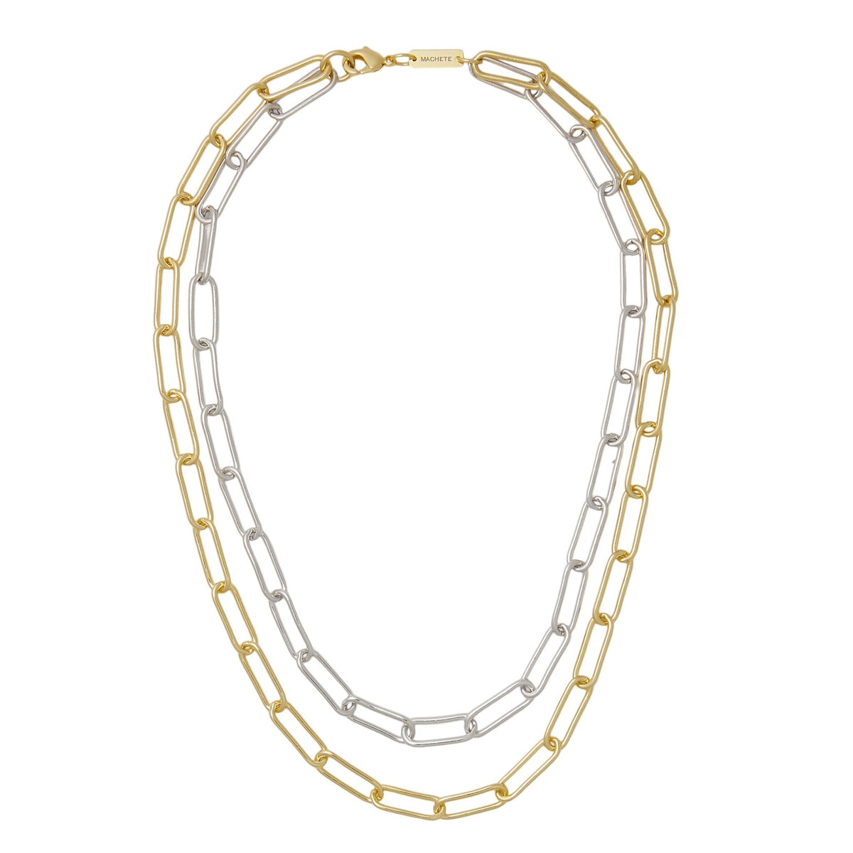 Paperclip Chain Layered Necklace in Mixed Metals