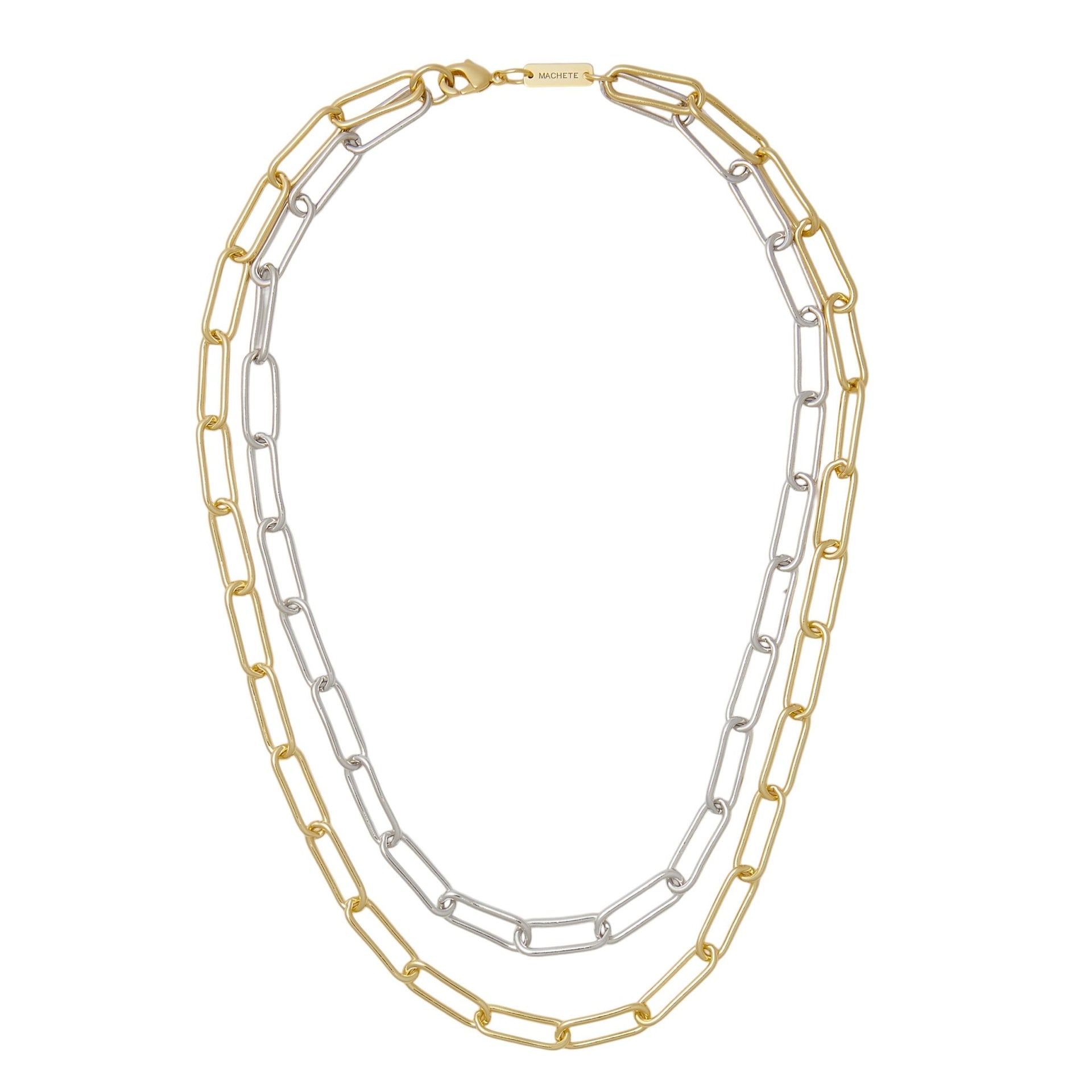 Paperclip Chain Layered Necklace Metals