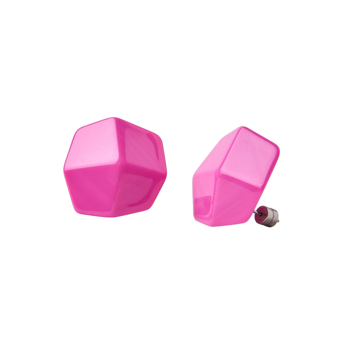 Sculpture Stud Earrings in Neon Pink